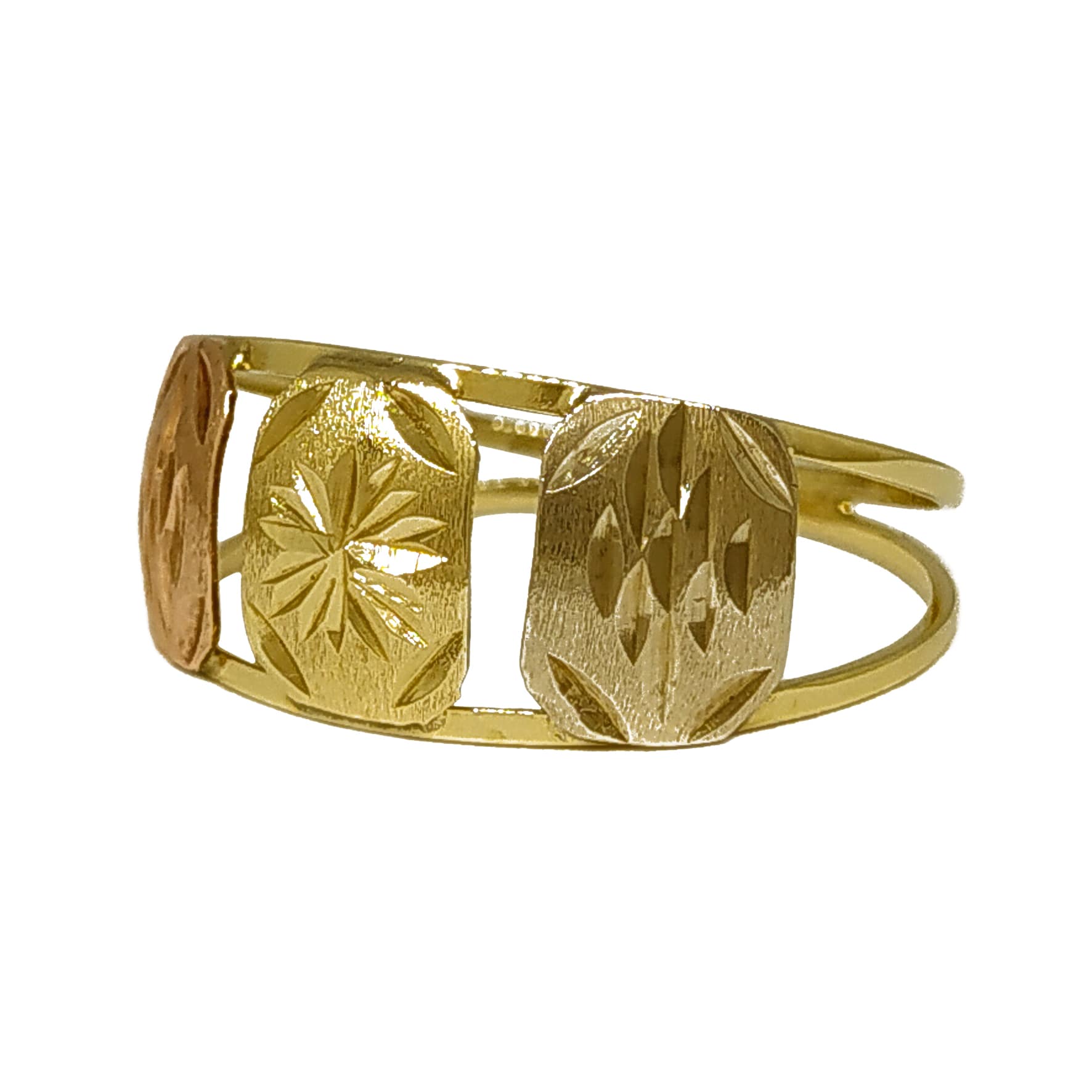 Anel Em Ouro 10k 416 3 Chapas Octogonal - Imagem 3