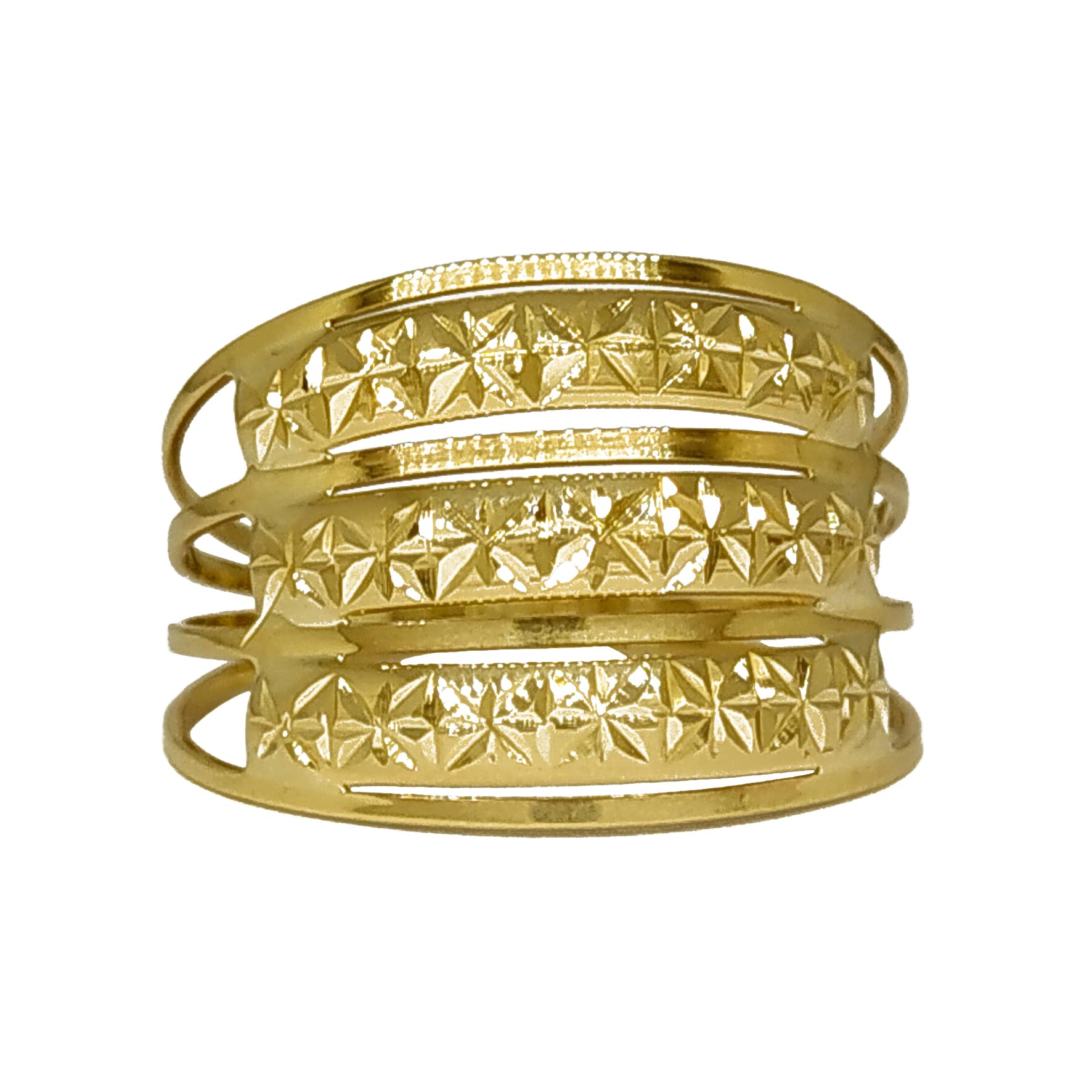 Anel Em Ouro 10k 416 3 Meias Canas Amarelo - Imagem 3