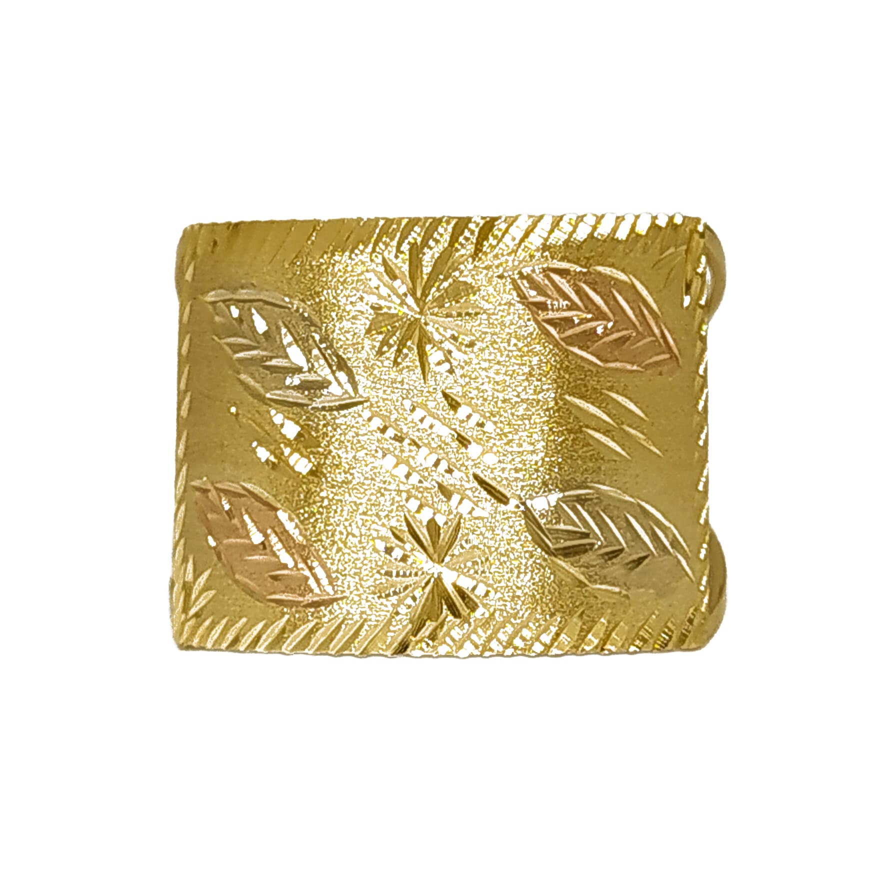 Anel Em Ouro 10k 416 Chapa Com Folhas - Imagem 2