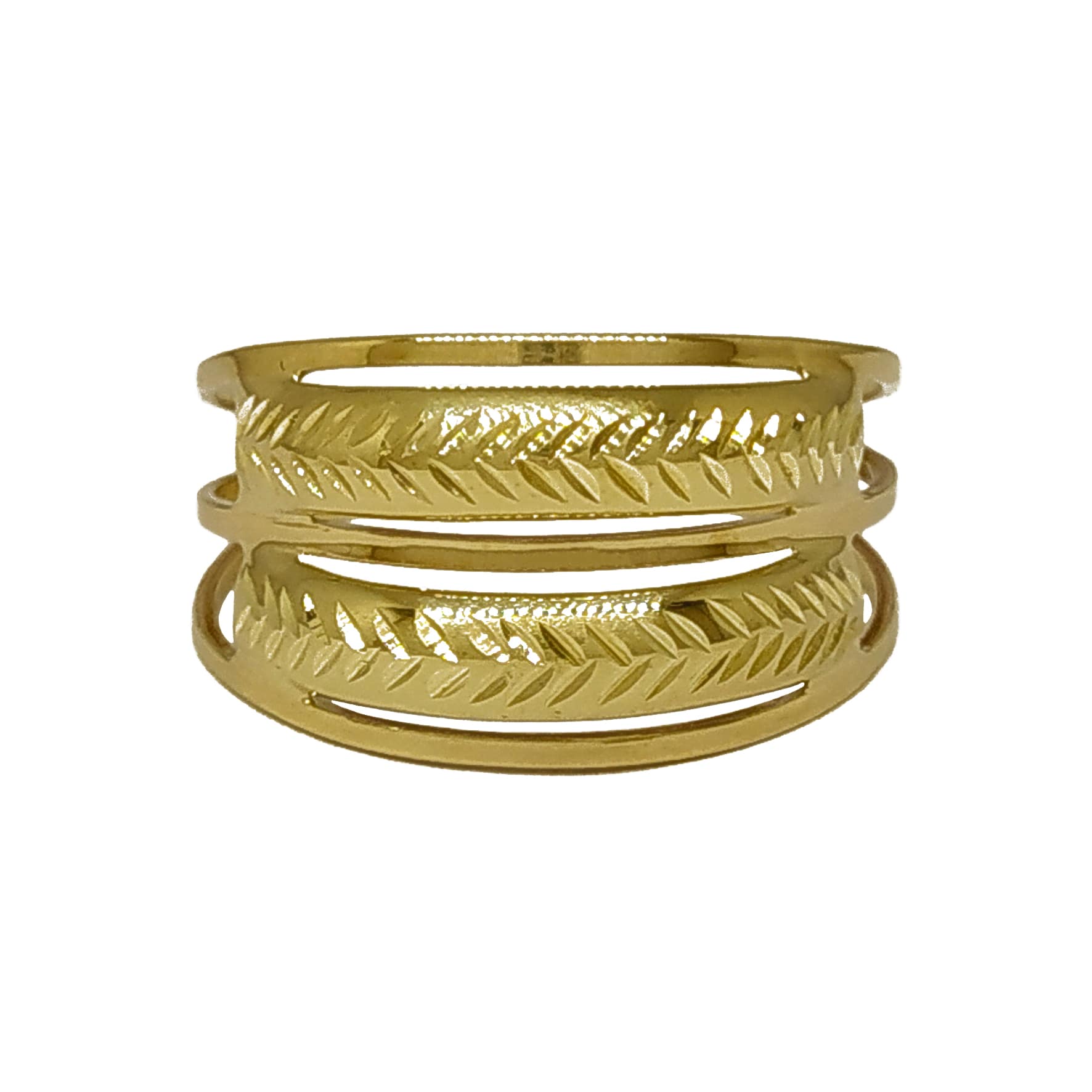 Anel Em Ouro 10k 416 2 Meias Canas Amarelo - Imagem 3