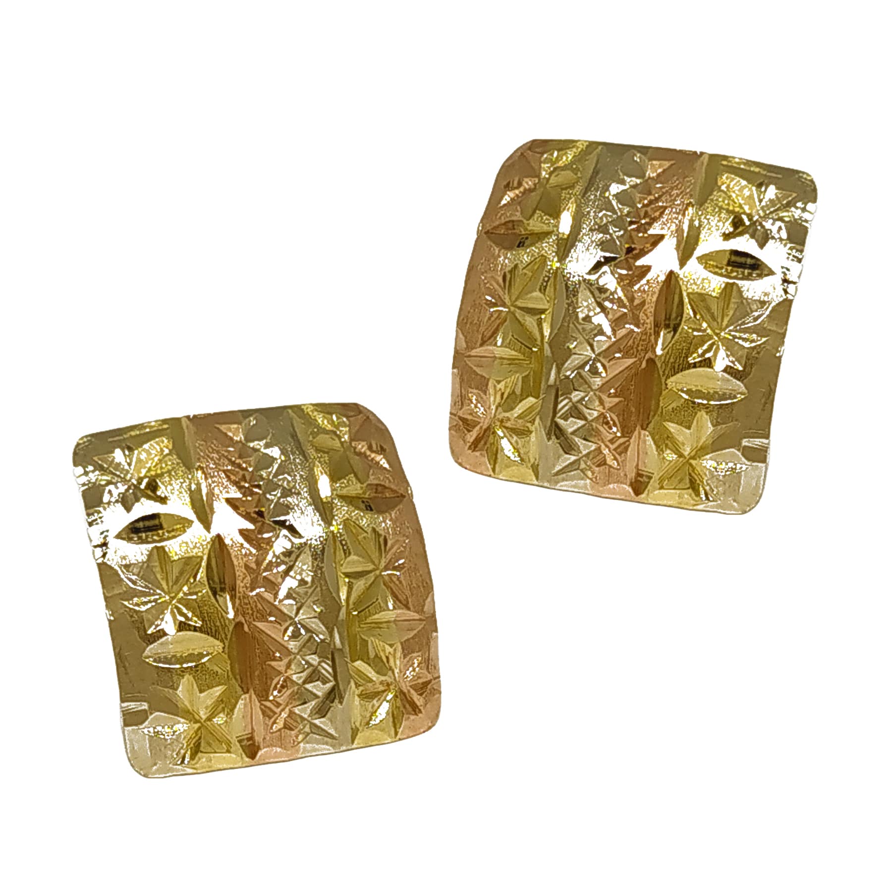 Brinco Em Ouro 10k 416 Chapa 6 Cores Quadrado - Imagem 3