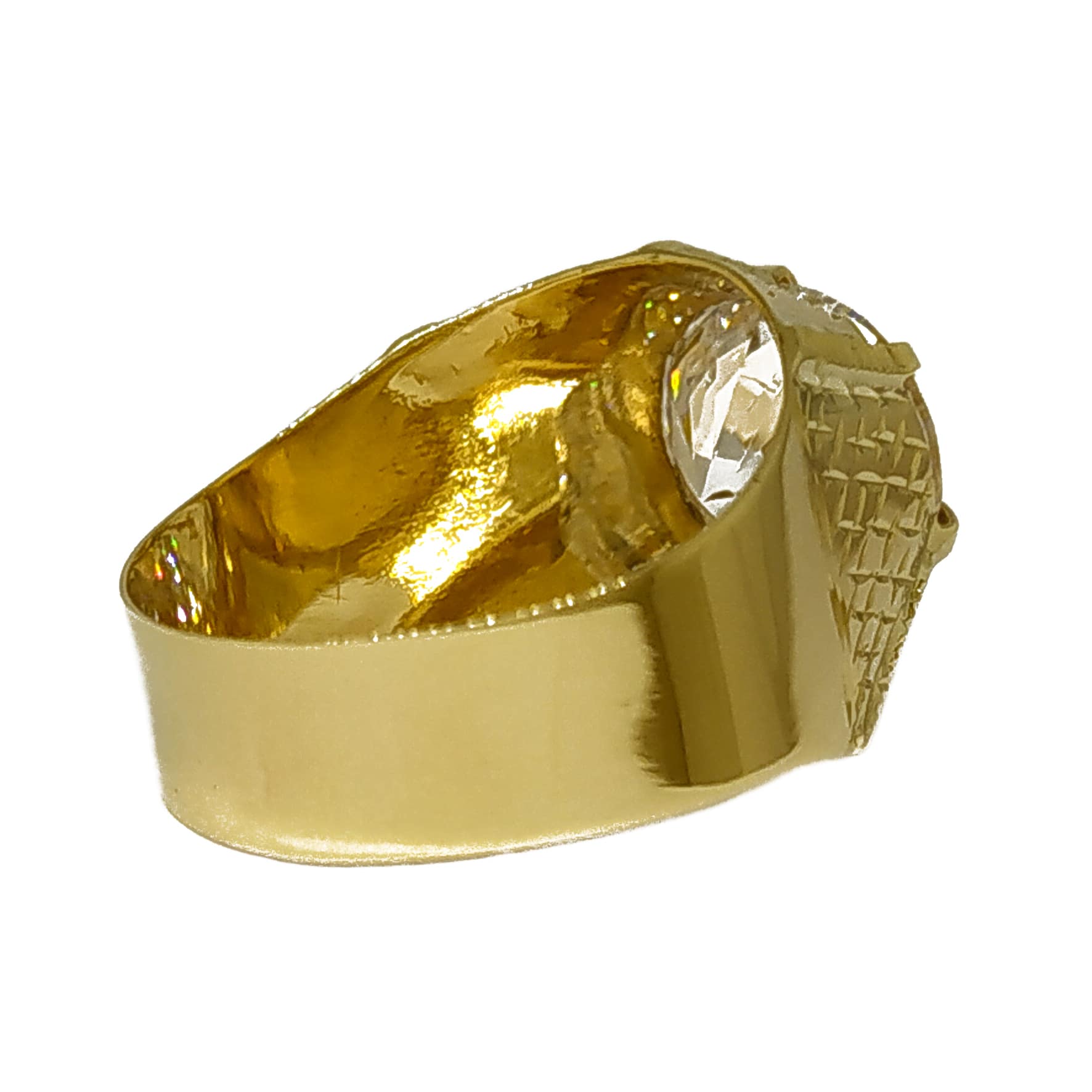 Anel Em Ouro 10k 416 Masculino Pedra Redonda Cores - Imagem 4