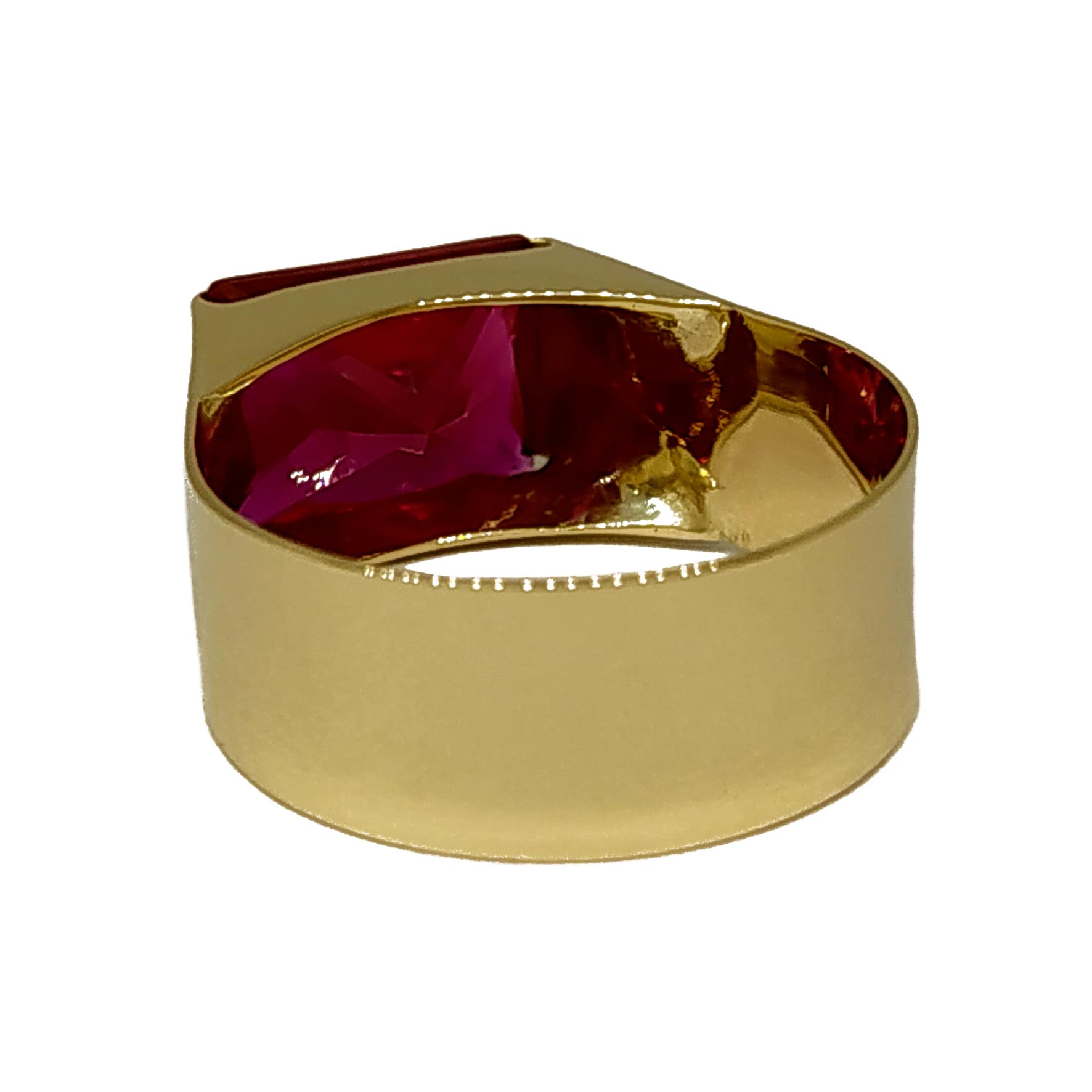 Anel Em Ouro 10k 416 Masculino Pedra Retangular Cores - Imagem 4