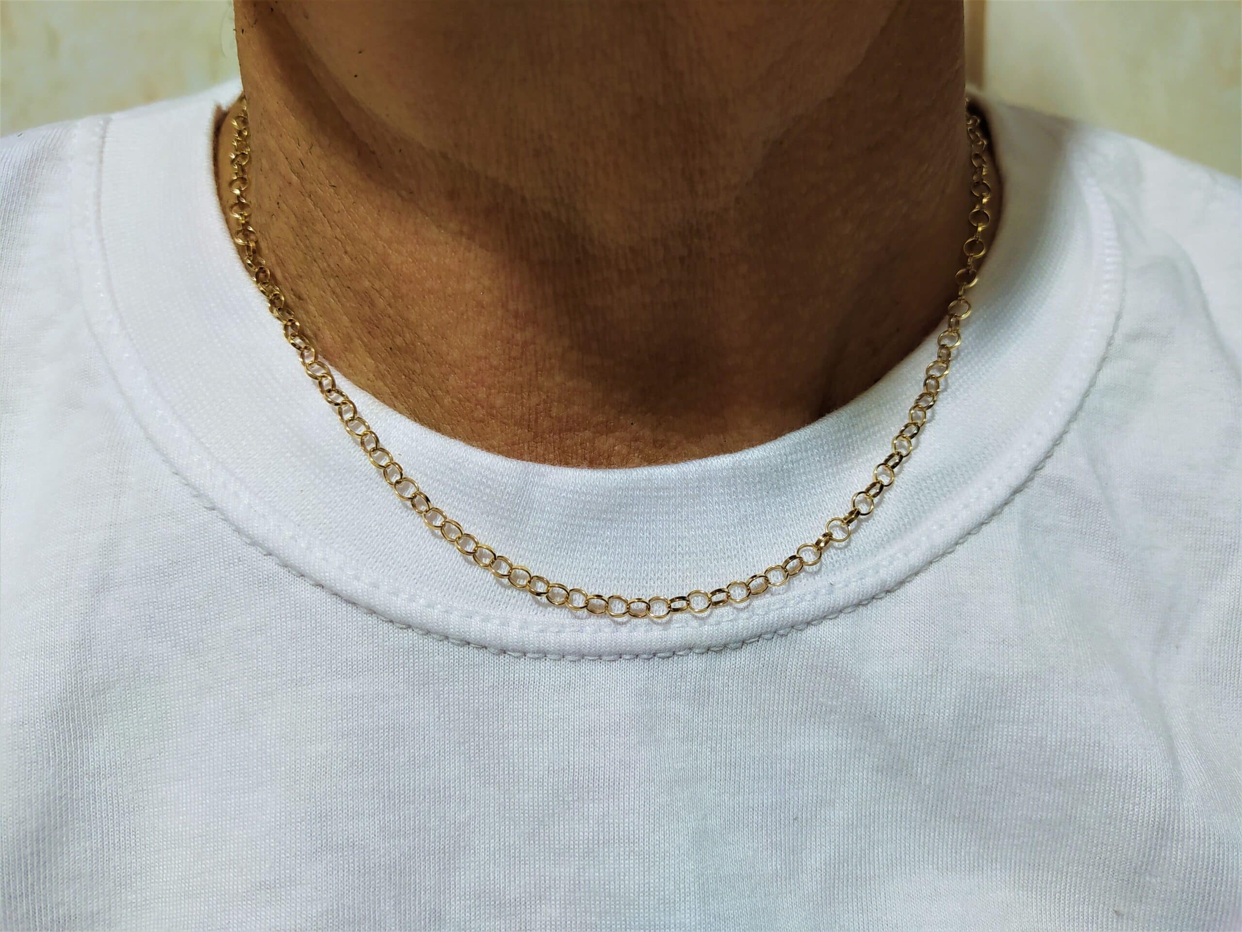 Corrente Em Ouro 10k 416 Argolinhas 50 Cm - Imagem 3