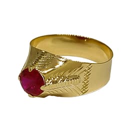 Anel Em Ouro 18k 750 Masculino Adulto Pedra Redonda