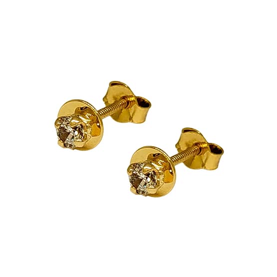 Brinco Em Ouro 10k 416 Chapinha E Pedra 3mm